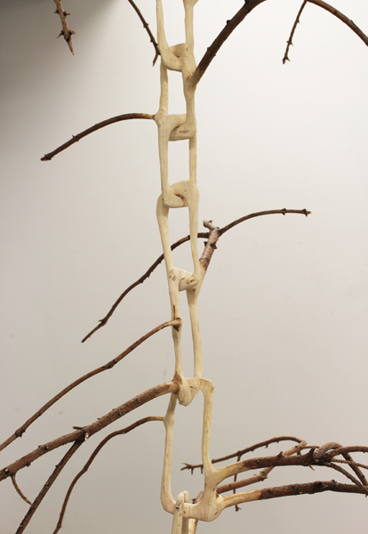 hugh hayden carved tree chain sculpture